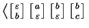 $ \left\langle
\left[ \varepsilon \atop b \right]
\left[ a \atop \varepsilon \right]
\left[ b \atop \varepsilon \right]
\left[ b \atop c \right] \right.$