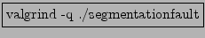 % latex2html id marker 2017
\fbox{valgrind -q
./segmentationfault 2>\&1 \vert less}