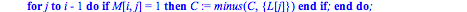 sixcoloriage := proc (M) local i, L, n, C, j, N; n := LinearAlgebra:-LinearAlgebra(M); if n <= 6 then return [seq(i, i = 1 .. n)] end if; i := degrecinq(M); if not type(i, integer) then return 