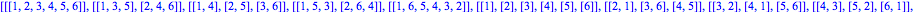 [[[1, 2, 3, 4, 5, 6]], [[1, 3, 5], [2, 4, 6]], [[1, 4], [2, 5], [3, 6]], [[1, 5, 3], [2, 6, 4]], [[1, 6, 5, 4, 3, 2]], [[1], [2], [3], [4], [5], [6]], [[2, 1], [3, 6], [4, 5]], [[3, 2], [4, 1], [5, 6]...