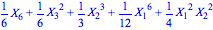 1/6*X[6]+1/6*X[3]^2+1/3*X[2]^3+1/12*X[1]^6+1/4*X[1]^2*X[2]^2