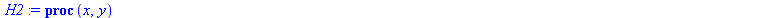 proc (x, y) local a, df, t2; a := `+`(x, y); df := array(1 .. 3); df[1] := `*`(y, `*`(x)); t2 := df[1]; return `+`(`*`(a, `*`(y)), t2), `+`(`*`(a, `*`(x)), t2, 2) end proc