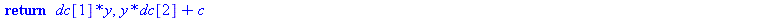 proc (x, y) local a, b, c, da, db, dc; da := array(1 .. 2); db := array(1 .. 2); dc := array(1 .. 2); da[1] := 1; da[2] := 1; a := `+`(x, y); db[1] := `+`(`*`(x, `*`(da[1])), a); db[2] := `*`(da[2], `...