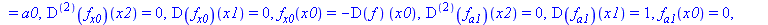 [((`@@`(D, 3))(f))(x) = 0, ((`@@`(D, 3))(f[x0]))(x) = 0, ((`@@`(D, 3))(f[a1]))(x) = 0, ((`@@`(D, 3))(f[`*`(a1, `*`(x0))]))(x) = 0], [((`@@`(D, 2))(f))(x2) = a2, (D(f))(x1) = a1, f(x0) = a0, ((`@@`(D, ...
