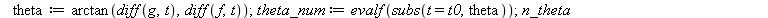 rear_axle := proc (f, g, t, t0) local theta, theta_num, n_theta, phi, phi_num, n_phi, x, y; global theta_prev, phi_prev; theta := arctan(diff(g, t), diff(f, t)); theta_num := evalf(subs(t = t0, theta)...