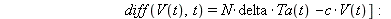 Perelson3 := [diff(T(t), t) = `+`(lambda, `-`(`*`(rho, `*`(T(t)))), `-`(`*`(beta, `*`(T(t), `*`(V(t)))))), diff(Ta(t), t) = `+`(`*`(beta, `*`(T(t), `*`(V(t)))), `-`(`*`(delta, `*`(Ta(t))))), diff(V(t)...