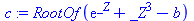 RootOf(`+`(exp(_Z), `*`(`^`(_Z, 3)), `-`(b)))