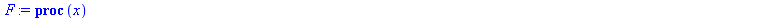 proc (x) if `<>`(x, 0) then `/`(`*`(`+`(1, `-`(cos(x)))), `*`(x)) else `+`(`*`(`/`(1, 3628800), `*`(x, `*`(`+`(`*`(`^`(x, 8)), `-`(`*`(90, `*`(`^`(x, 6)))), `*`(5040, `*`(`^`(x, 4))), `-`(`*`(151200, ...