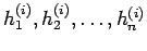 ${h_{1}^{(i)}, h_{2}^{(i)}, \dots, h_{n}^{(i)}}$