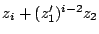 $z_{i} +
(z_{1}')^{i-2}z_{2} $