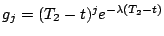 $g_{j}=(T_{2}-t)^{j}e^{-\lambda(T_{2}-t)}$